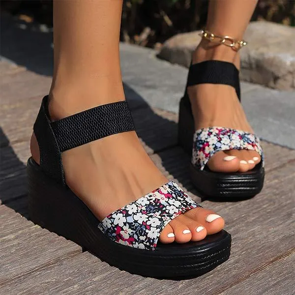 Women's Floral Print Wedge Sandals 28251499C