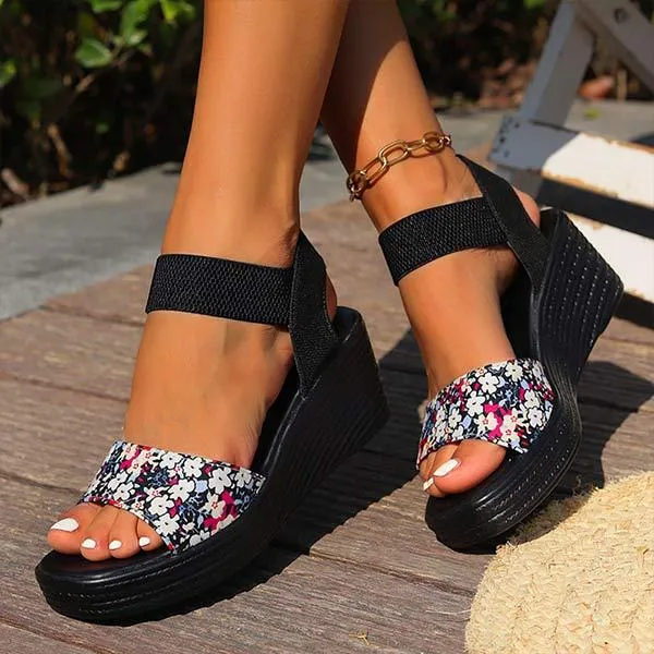 Women's Floral Print Wedge Sandals 28251499C