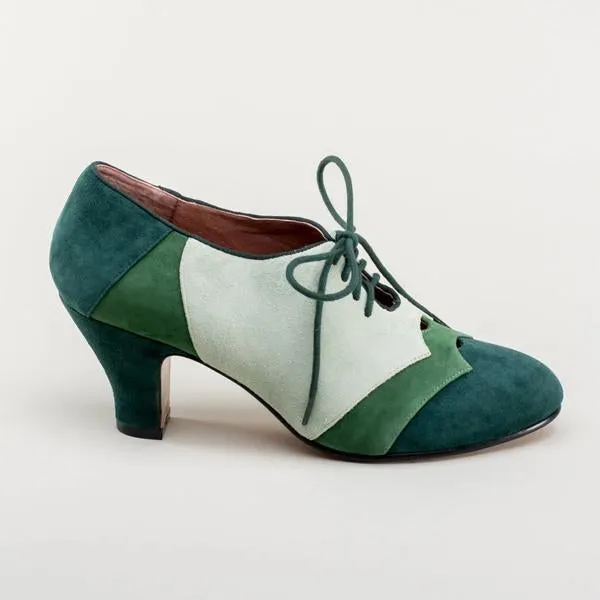 Women's Retro Color Block Lace-up Block Heels 63781502S