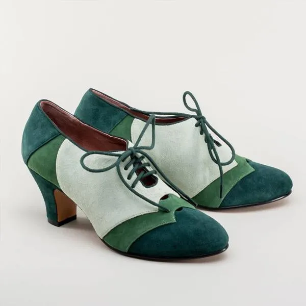Women's Retro Color Block Lace-up Block Heels 63781502S
