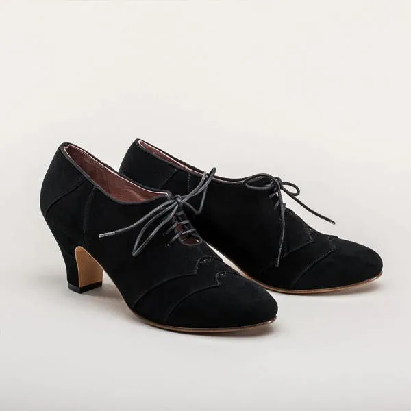 Women's Retro Color Block Lace-up Block Heels 63781502S