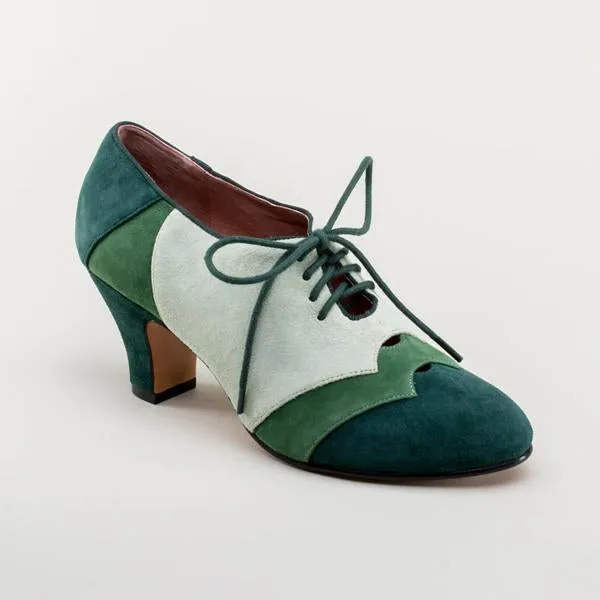 Women's Retro Color Block Lace-up Block Heels 63781502S