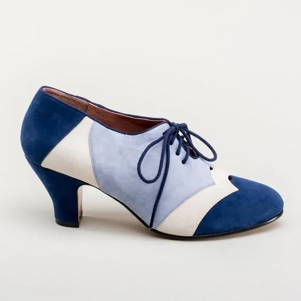 Women's Retro Color Block Lace-up Block Heels 63781502S