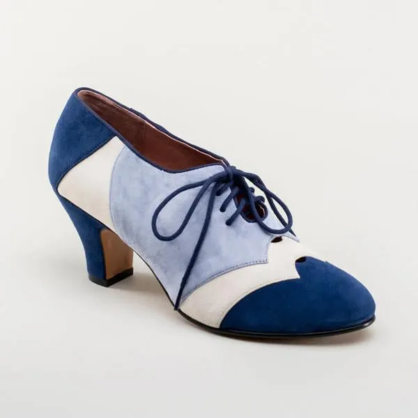 Women's Retro Color Block Lace-up Block Heels 63781502S