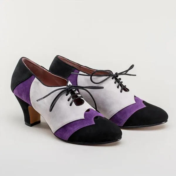 Women's Retro Color Block Lace-up Block Heels 63781502S