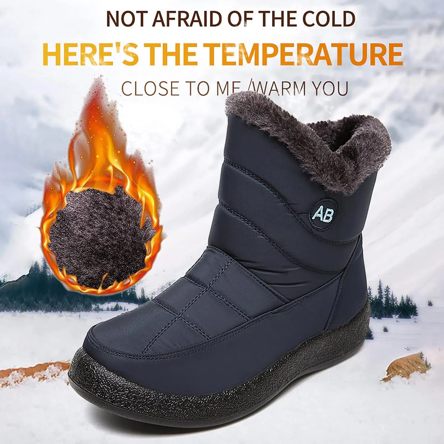Women's Snow Boots Waterproof Insulated Snow Booties for Women Waterproof Snow Boots for Women 7.5 Wide Women's Winter Booties Slippers Tall Winter Boots for Women with Heel