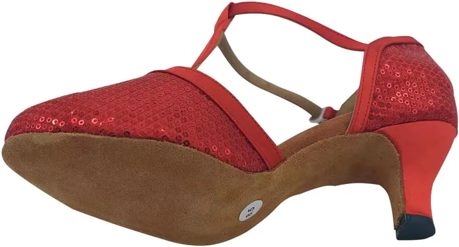 Women's Suede Sole Performance Sequins Ballroom Dance Shoes Latin Salsa Wedding Shoes