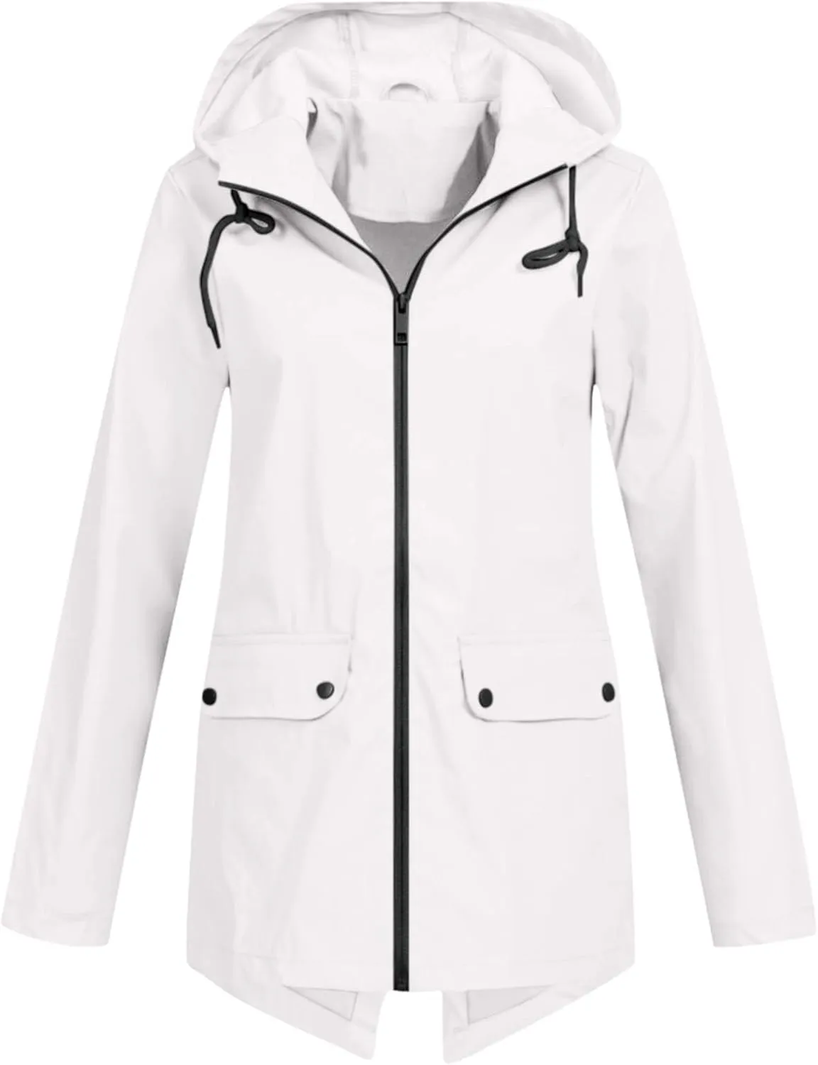 Women's Waterproof Windbreaker Long Rain Jacket with Hood Raincoats Lightweight Hooded Raincoat for Hiking Travel Outdoor