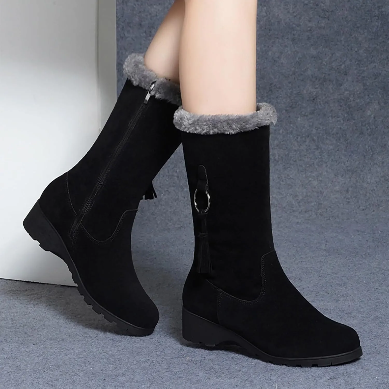 Women's Waterproof Winter Snow Boots with Side Zipper - 2024 Fashion Lightweight Hiking Boots for Cold Weather