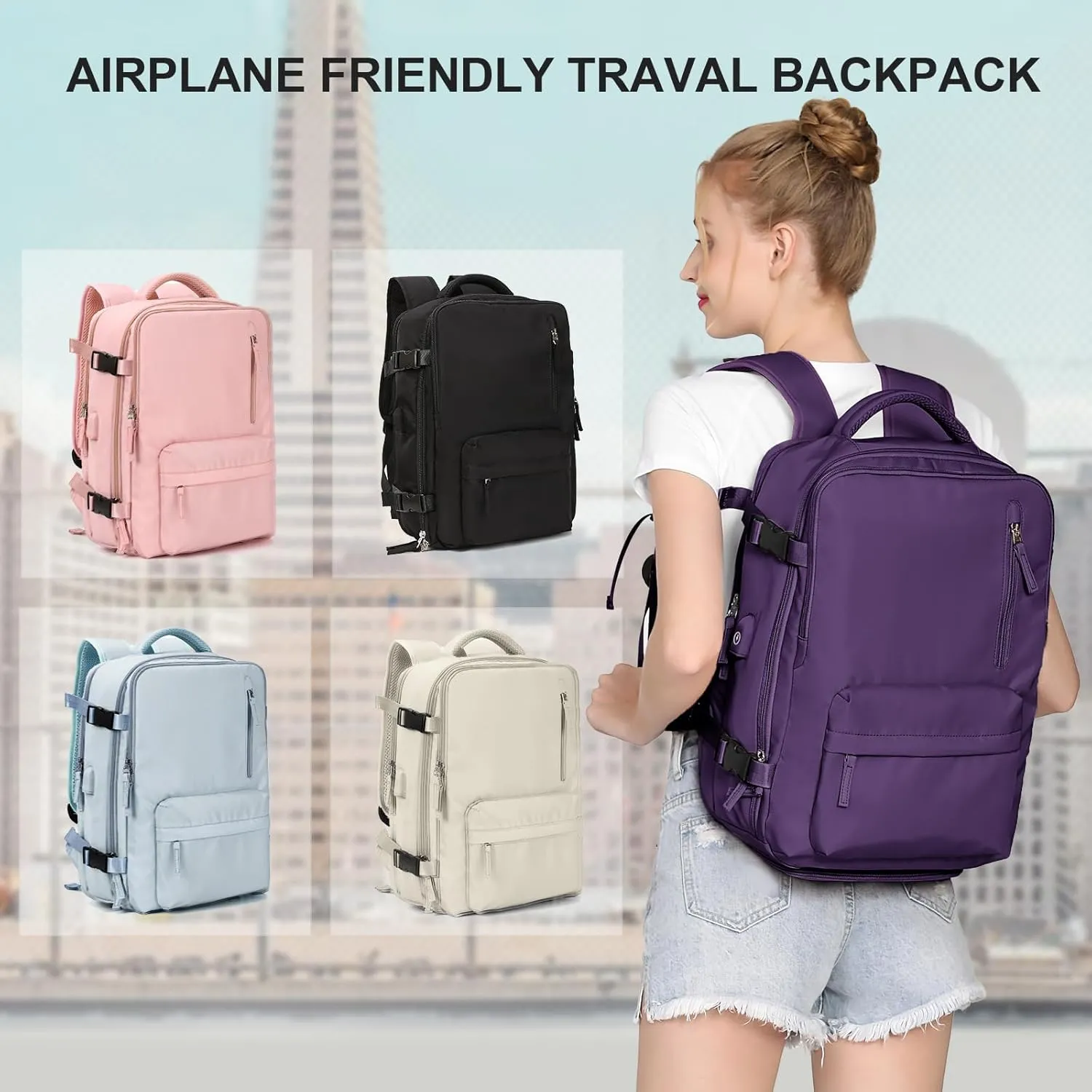 WONHOX Large Travel Backpack Carry on Flight Approved Laptop Work Business Backpack for Women Men Mochila de Viaje