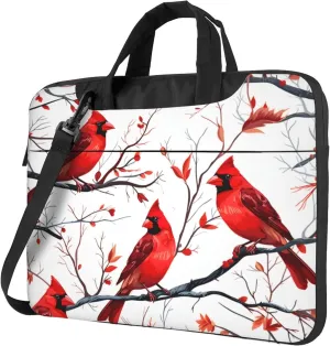 Xmas Red Bird Christmas Winter Laptop Shoulder Bag for Women, Laptop Sleeve Case Durable Computer Bag