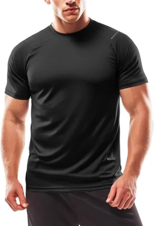 Zengjo Mens Workout Shirts Quick Dry Short Sleeve Athletic Tee Moisture Wicking Top for Running Gym Fitness Training