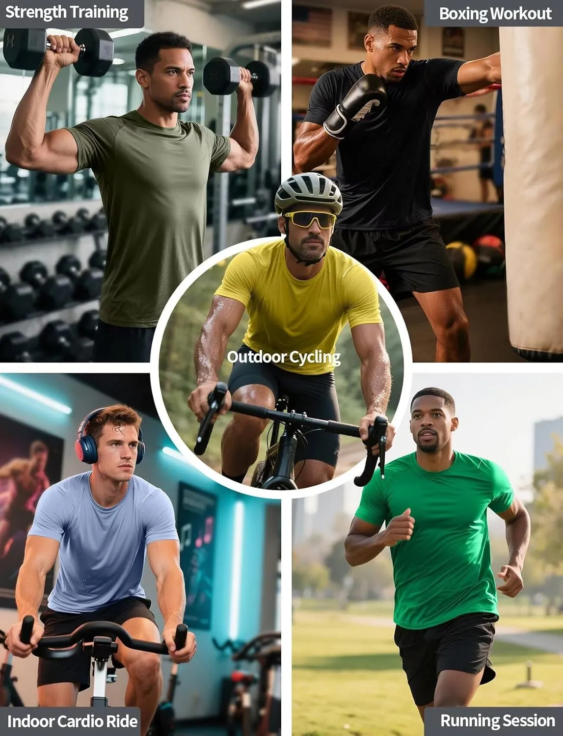 Zengjo Mens Workout Shirts Quick Dry Short Sleeve Athletic Tee Moisture Wicking Top for Running Gym Fitness Training