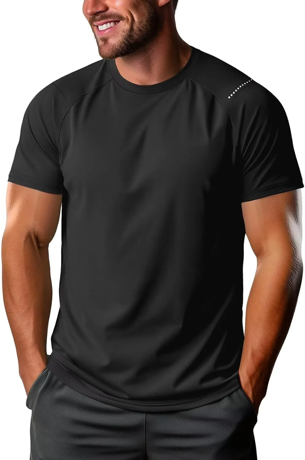 Zengjo Mens Workout Shirts Quick Dry Short Sleeve Athletic Tee Moisture Wicking Top for Running Gym Fitness Training